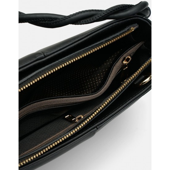 Сумка чорна із плетеною ручкою,універсальний варіант