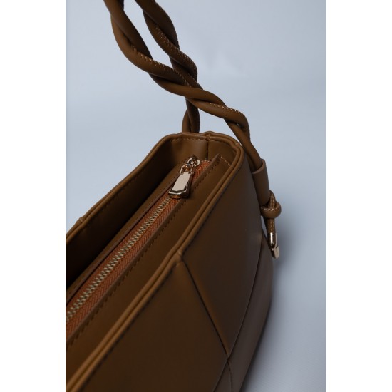 Сумка коричнева із плетеною ручкою,універсальний варіант