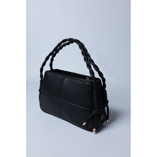 Сумка чорна із плетеною ручкою,універсальний варіант