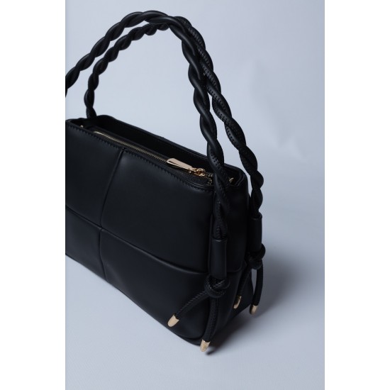 Сумка чорна із плетеною ручкою,універсальний варіант