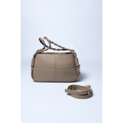 Сумка бежева із плетеною ручкою,універсальний варіант